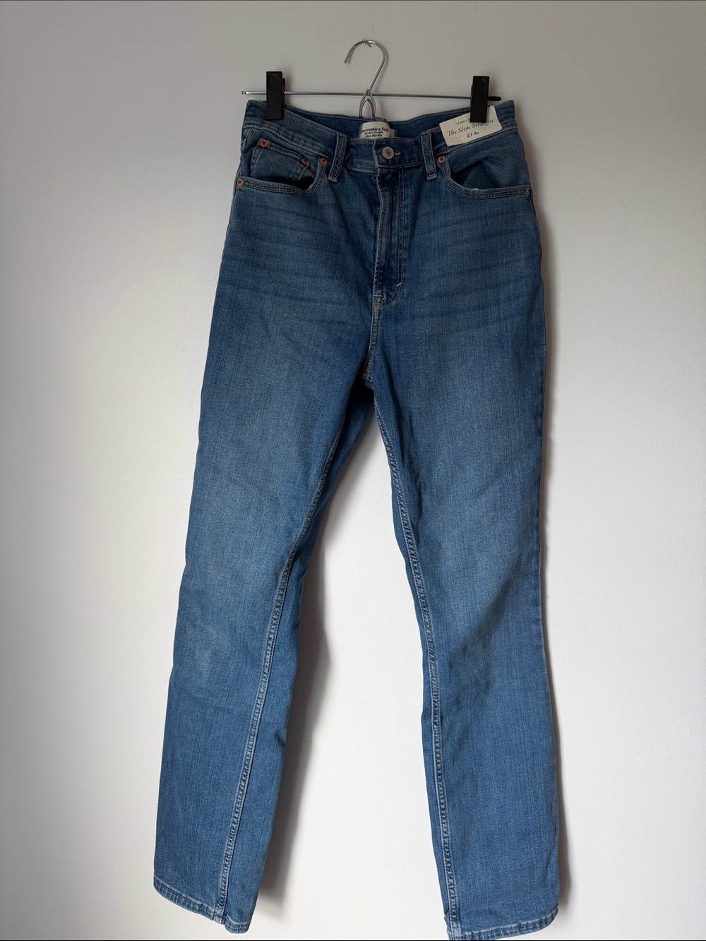 Abercrombie & Fitch Classic Straight-Leg Jeans in Blue slim straight ultra high